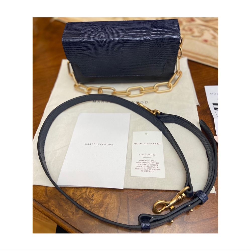 Marge Sherwood Lizard Embossed Leather Box Clutch